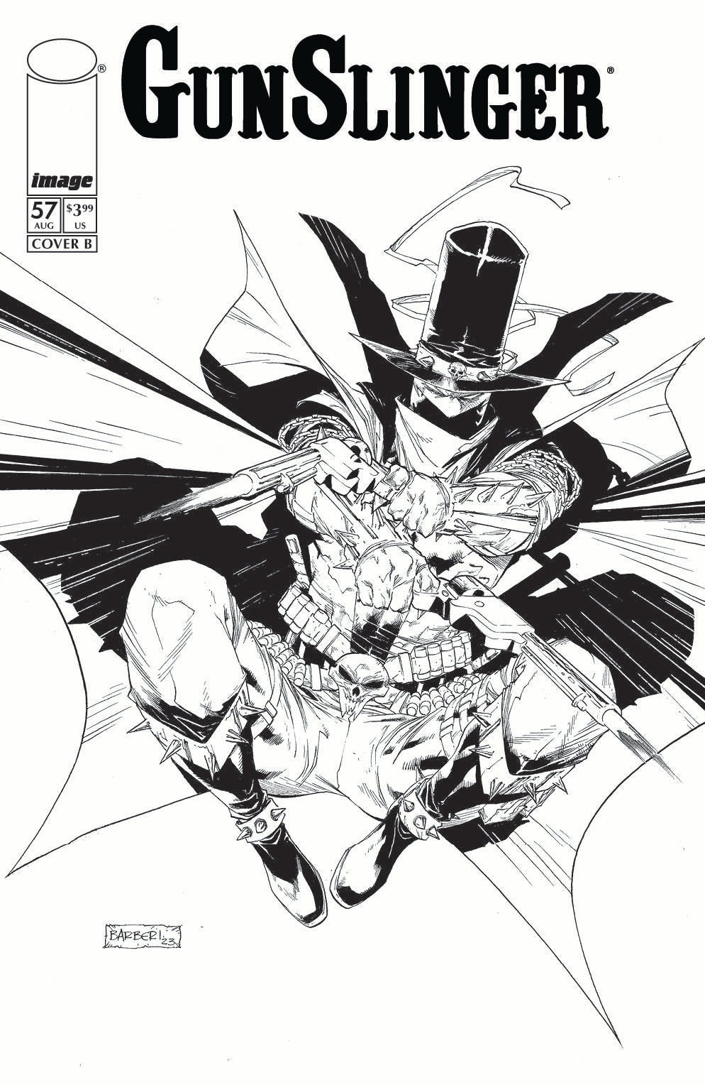 GUNSLINGER SPAWN #57 CVR B CARLO BARBERI B&W VAR (19 Aug Release)