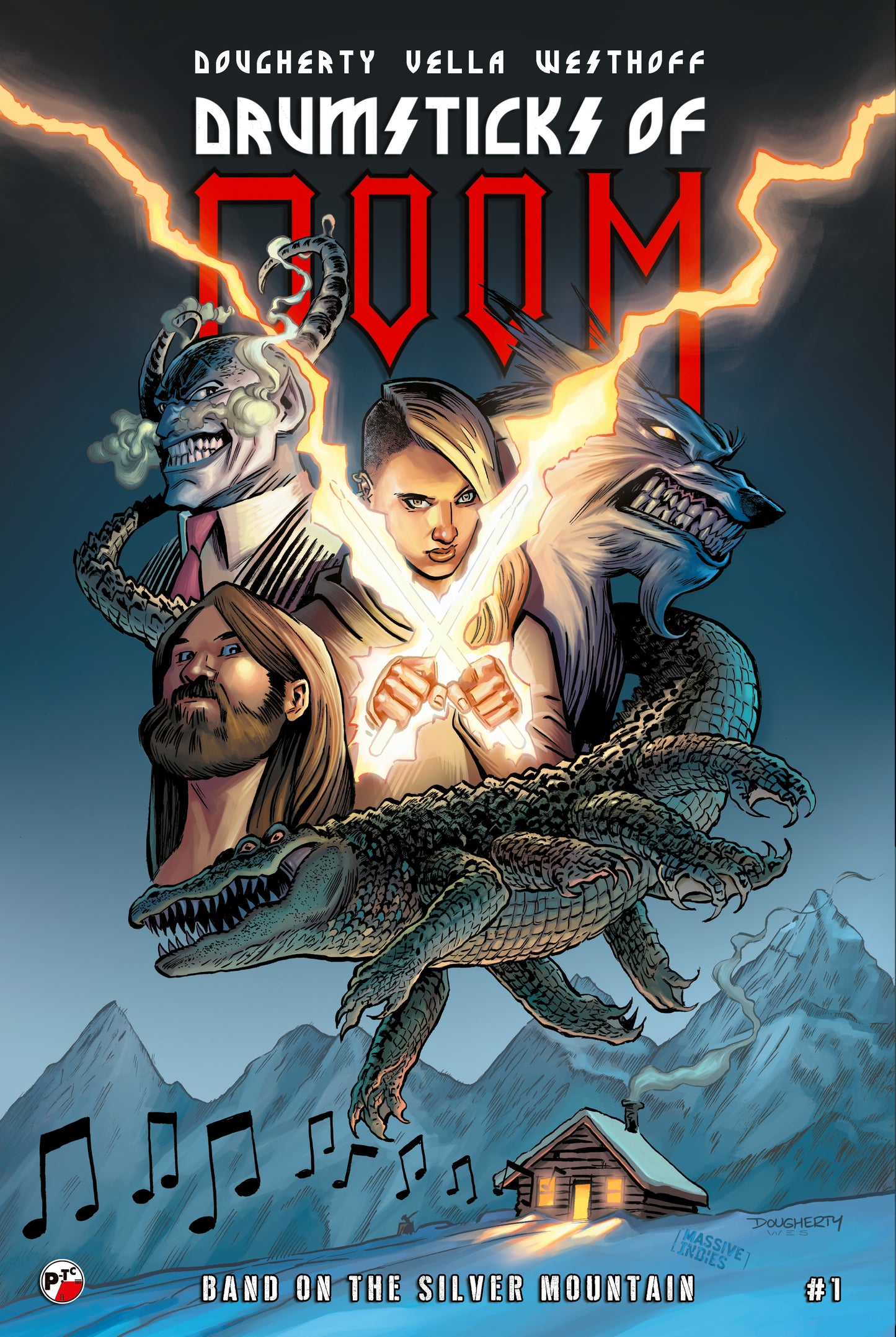 DRUMSTICKS OF DOOM BAND ON THE SILVER MOUNTAIN #1 (OF 3) CVR A DAN DOUGHERTY | MASSIVE PUBLISHING | Comicbookeroo