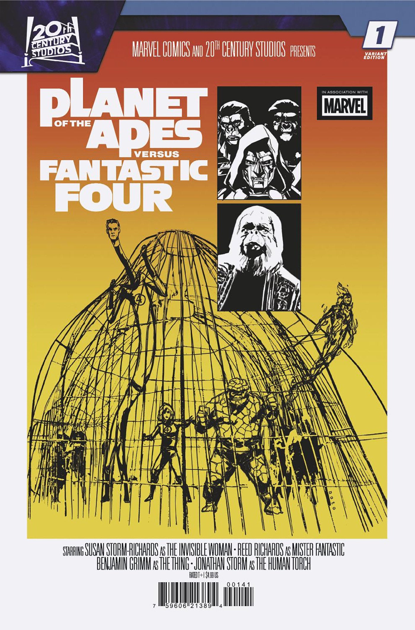 PLANET OF THE APES VS. FANTASTIC FOUR #1 PHIL NOTO MOVIE HOMAGE VAR (Backorder, Allow 4-5 Weeks)