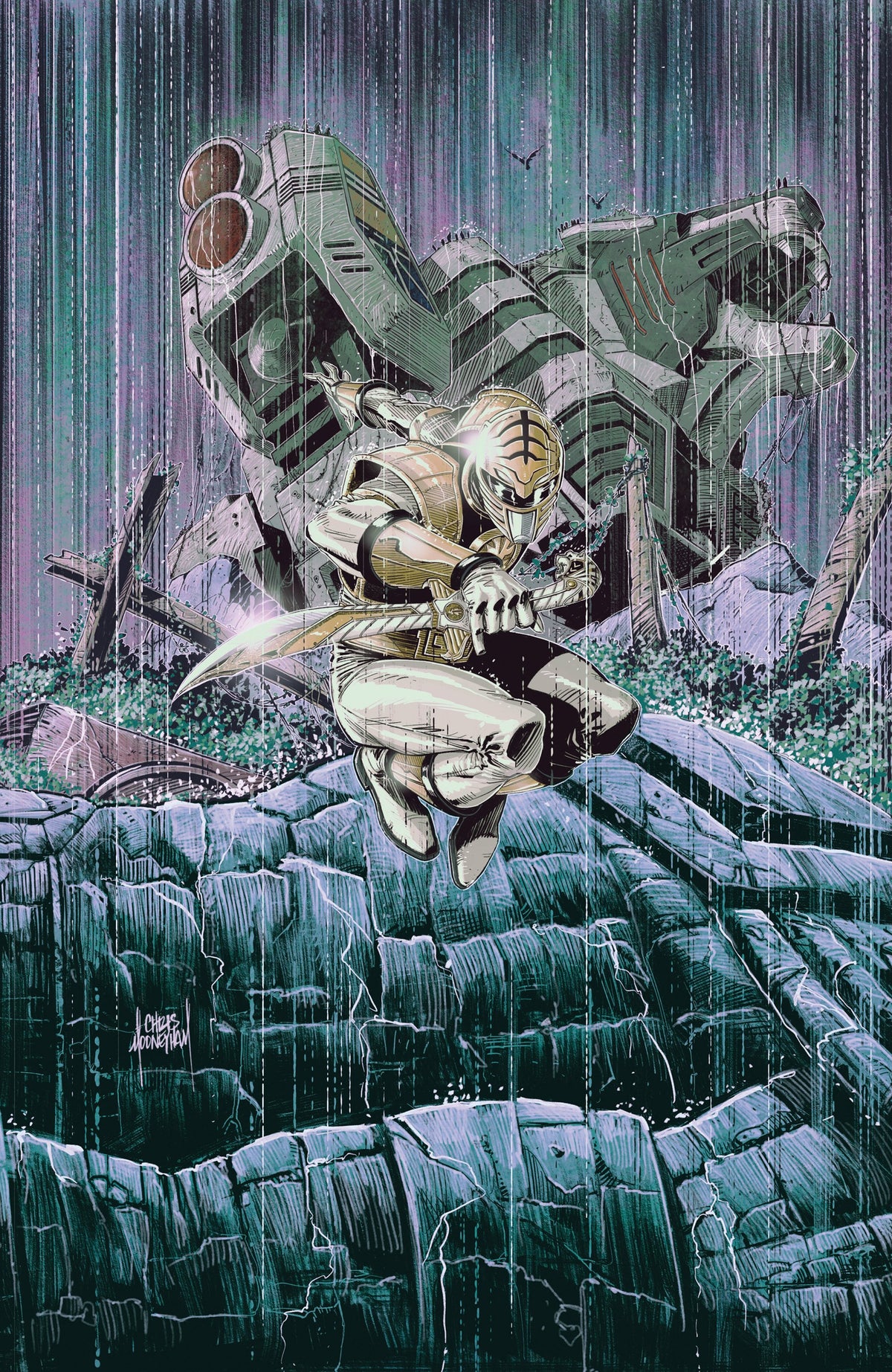 POWER RANGERS GREEN #4 C TOMMY OLIVER CARD STOCK CONNECTING VAR (FULL ART, MOONEYHAM) | BOOM ENTERTAINMENT | Comicbookeroo