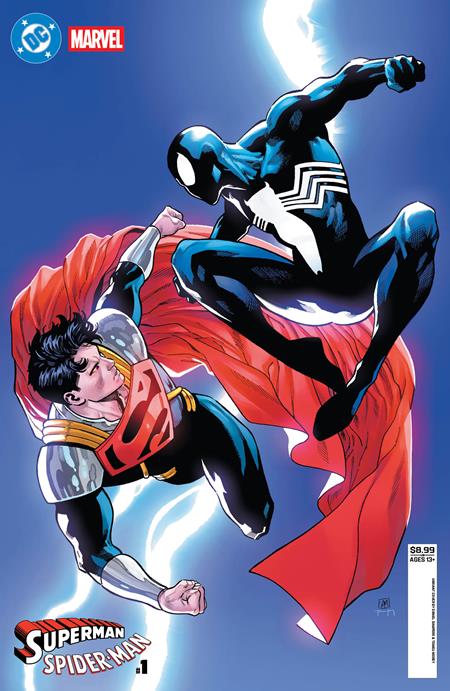DC MARVEL SUPERMAN SPIDER-MAN #1 (ONE SHOT) CVR R DANIEL SAMPERE SUPER-BOY PRIME & SPIDER-MAN BLACK CARD STOCK VAR (25 Mar Release)
