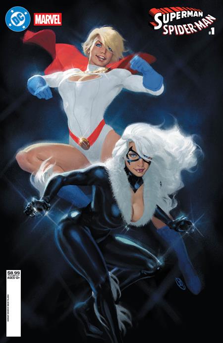 DC MARVEL SUPERMAN SPIDER-MAN #1 (ONE SHOT) CVR V DAVID TALASKI POWER GIRL & BLACK CAT CARD STOCK VAR (25 Mar Release)