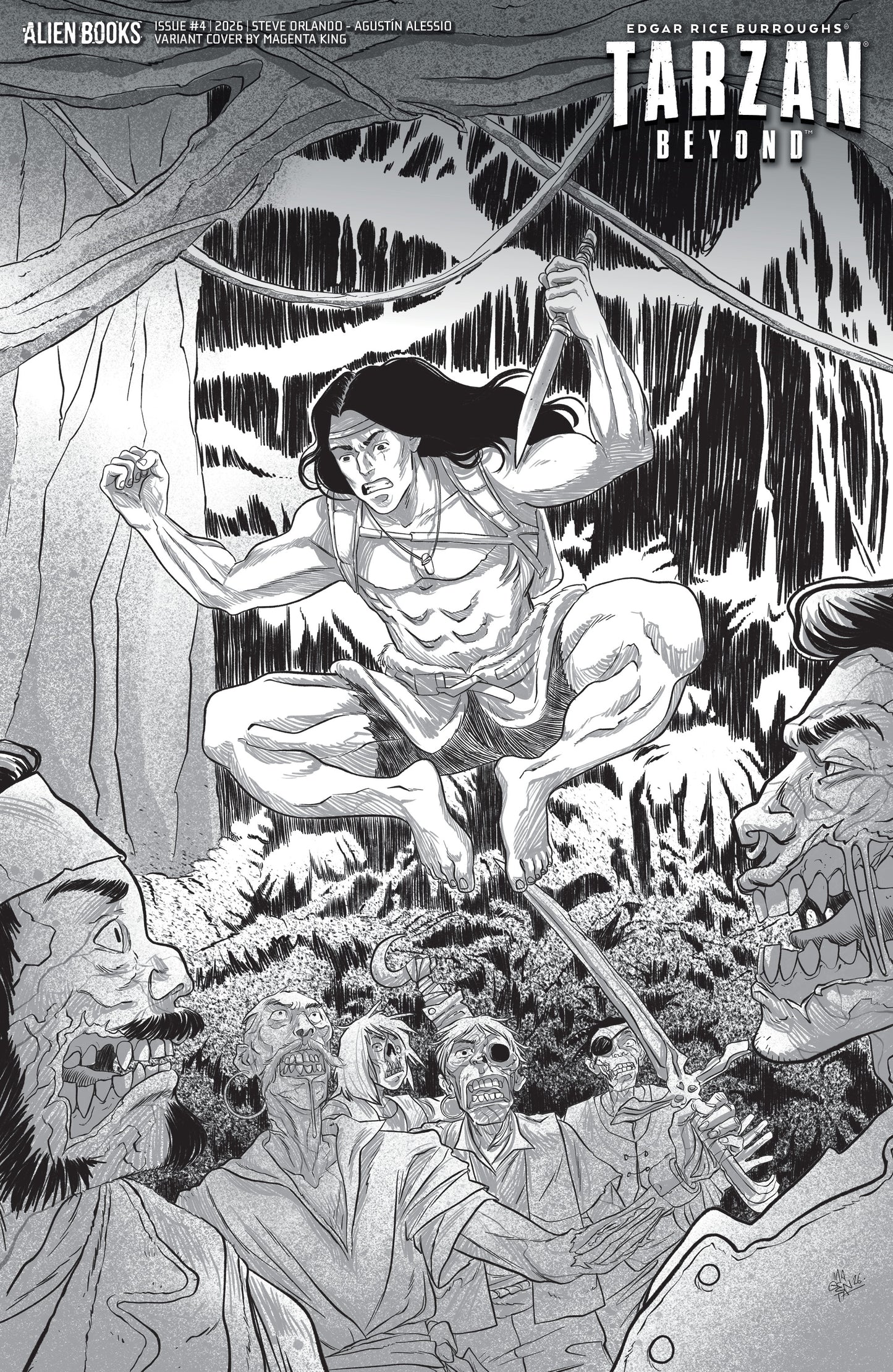 TARZAN BEYOND #4 VAR D (KING B&W) | IDW PUBLISHING | Comicbookeroo