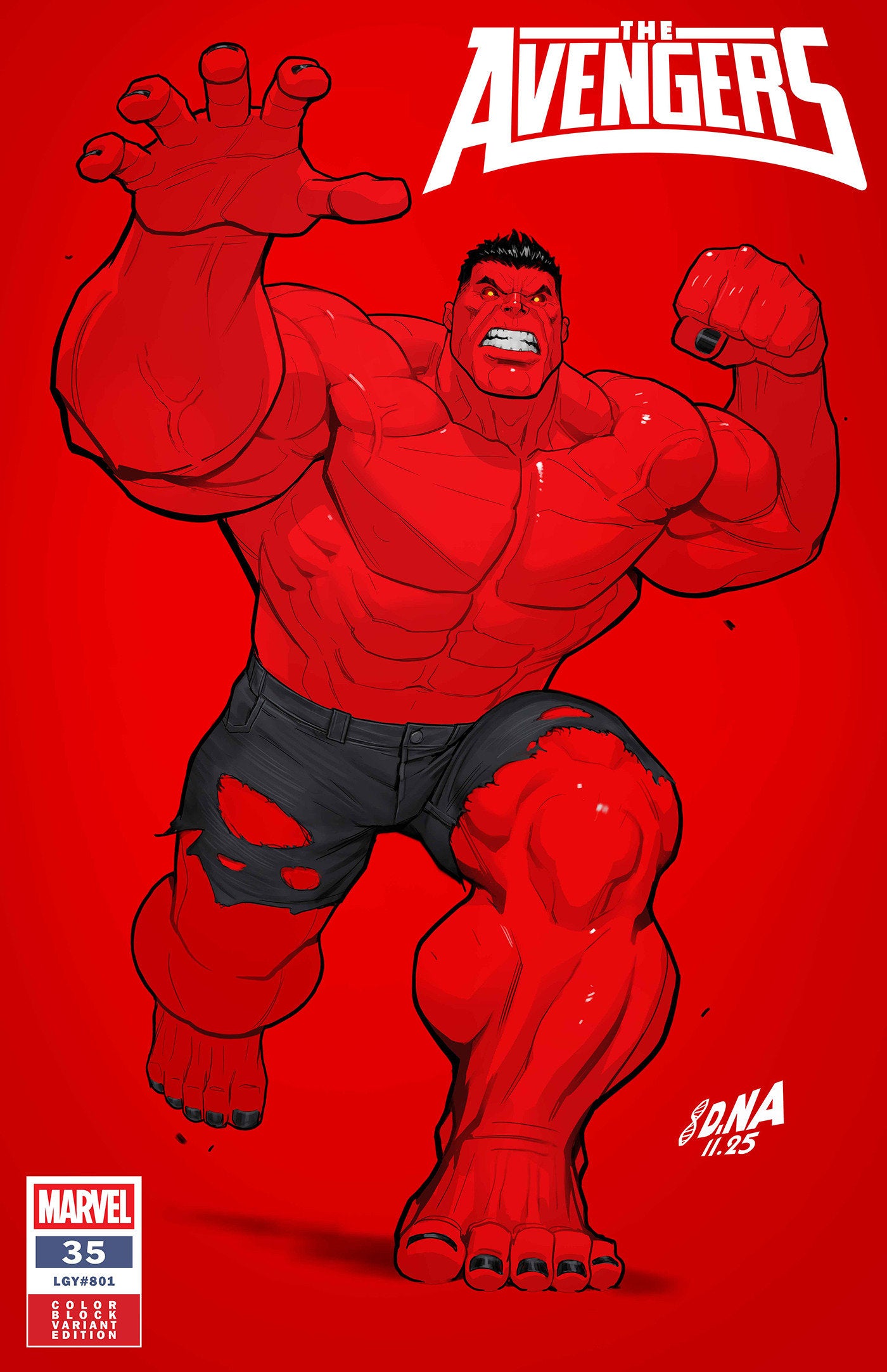 AVENGERS (2023) #35 DAVID NAKAYAMA COLOR BLOCK RED VAR (Backorder, Allow 4-5 Weeks)