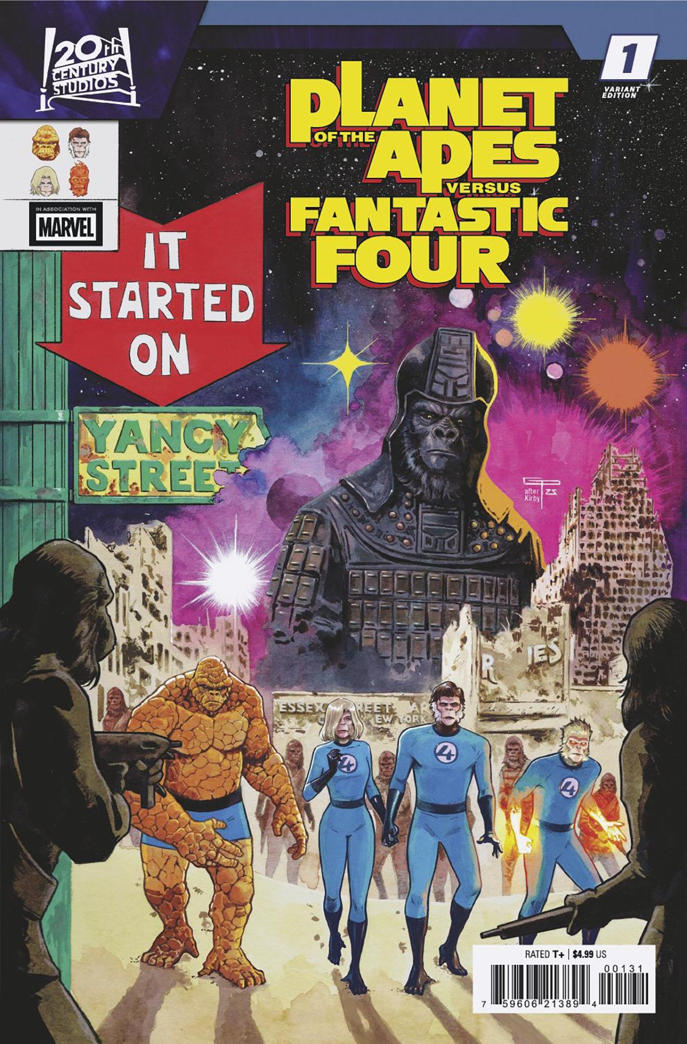 PLANET OF THE APES VS. FANTASTIC FOUR #1 GERMAN PERALTA HOMAGE VAR (Backorder, Allow 4-5 Weeks)