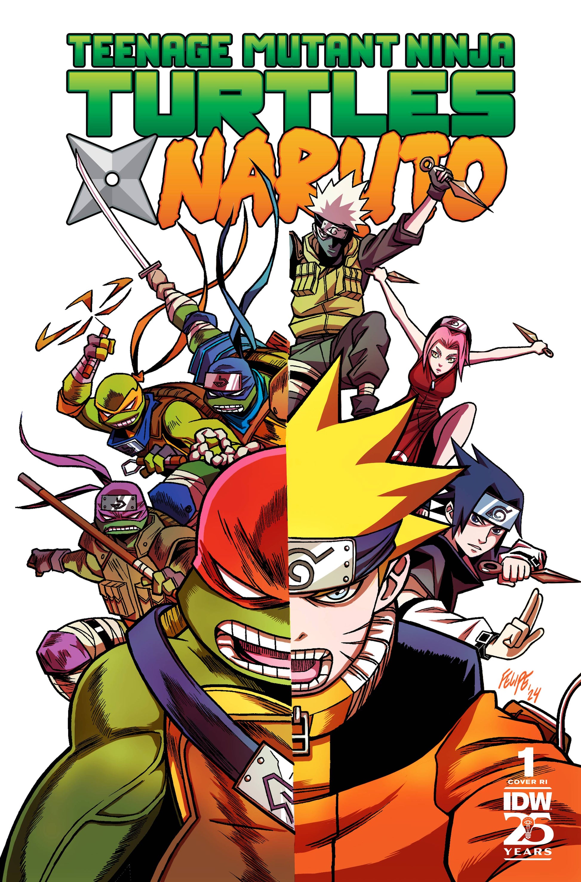 TEENAGE MUTANT NINJA TURTLES X NARUTO #1 INCV 1:25 COPY SMITH - Comicbookeroo