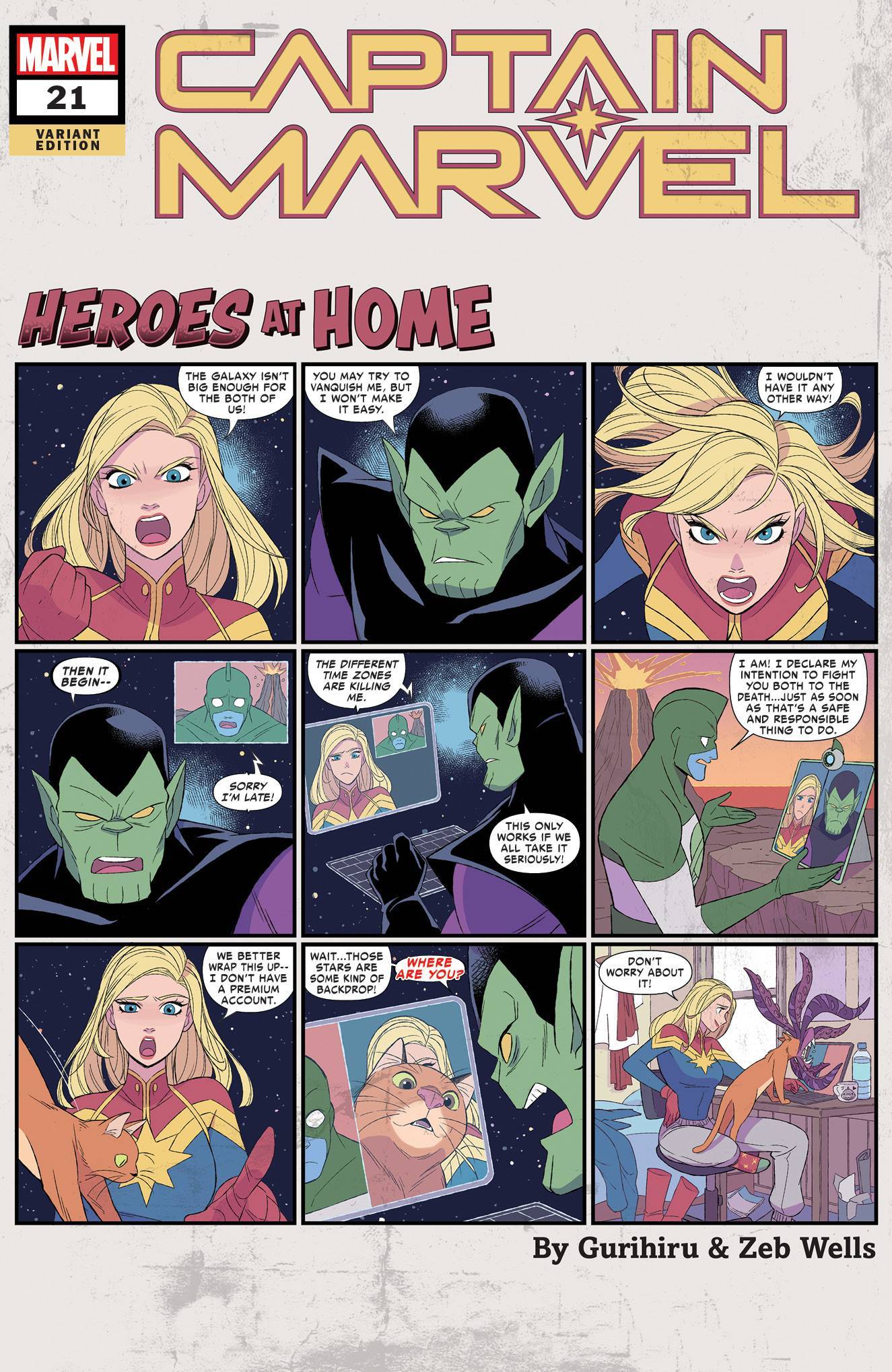 CAPTAIN MARVEL (2019) #21 GURIHIRU HEROES AT HOME VAR - Comicbookeroo