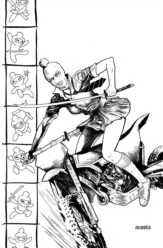 NINJETTES #1 CVR U 1:7 FOC INCV ACOSTA B&W VIRGIN - Comicbookeroo