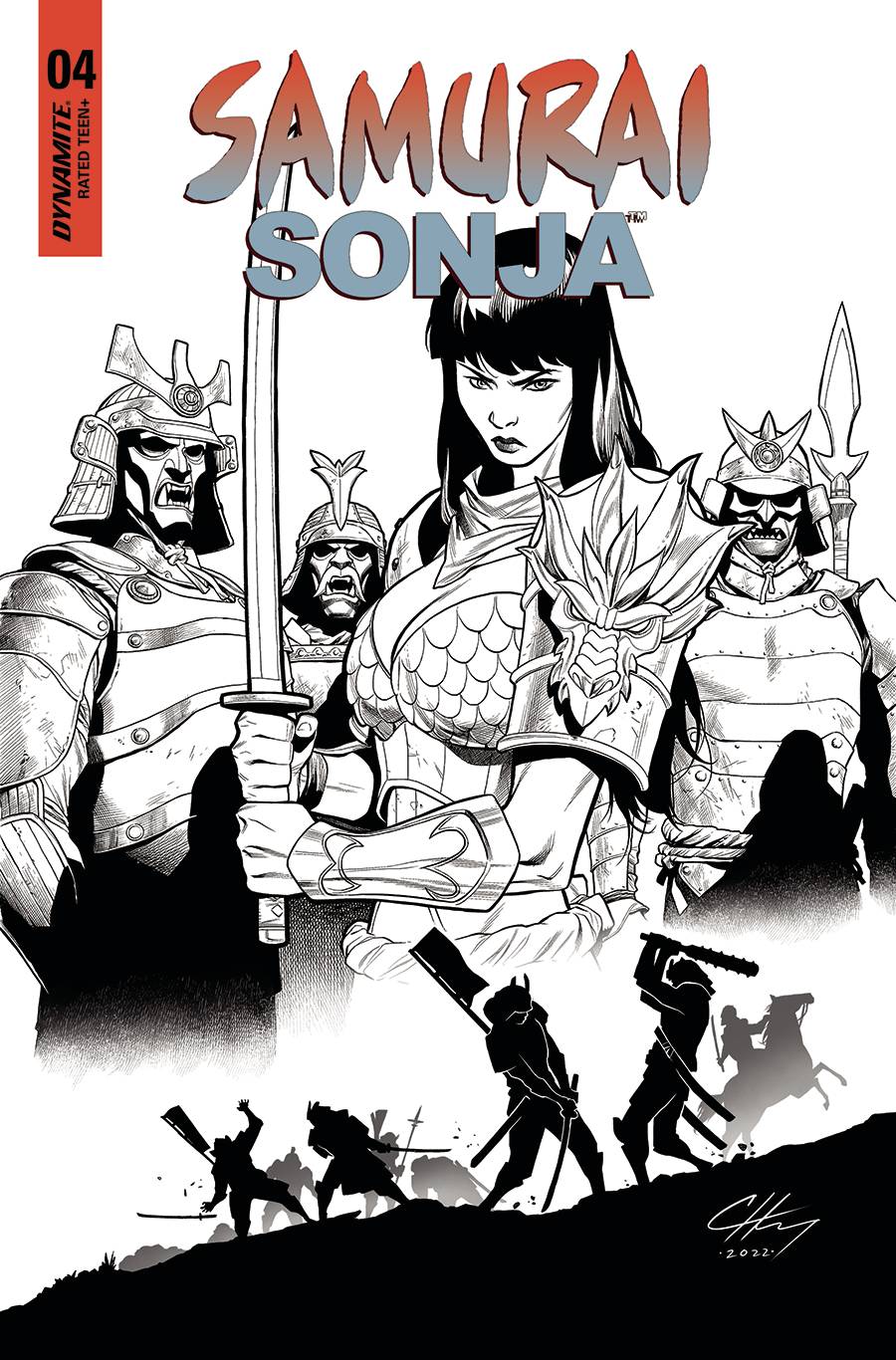 SAMURAI SONJA #4 CVR N 1:7 FOC INCV HENRY B&W - Comicbookeroo