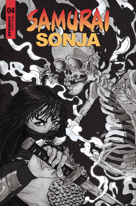 SAMURAI SONJA #4 CVR O 1:7 FOC INCV LAVINA B&W - Comicbookeroo