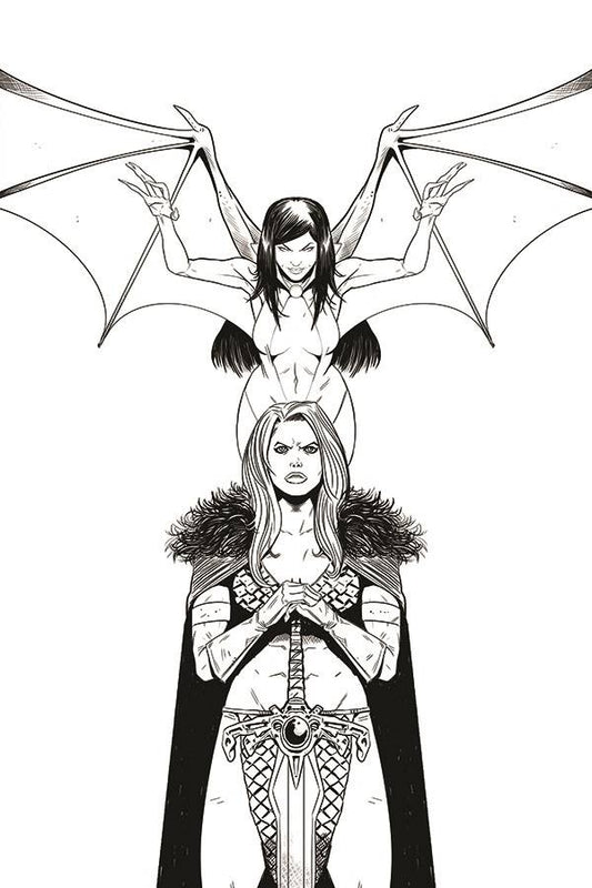 VAMPIRELLA RED SONJA #11 1:11 MOSS B&W VIRGIN FOC INCV - Comicbookeroo