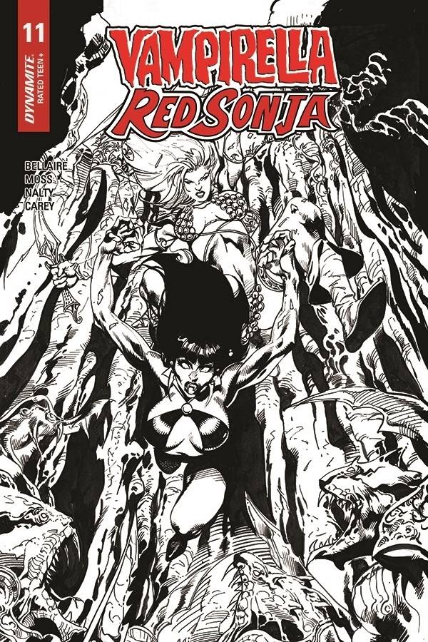 VAMPIRELLA RED SONJA #11 1:7 CASTRO B&W FOC INCV - Comicbookeroo