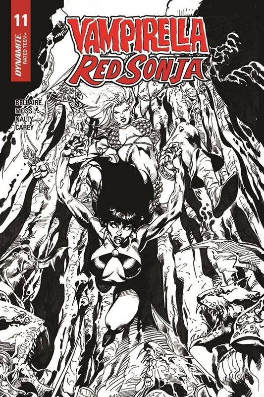 VAMPIRELLA RED SONJA #11 1:7 CASTRO B&W FOC INCV - Comicbookeroo